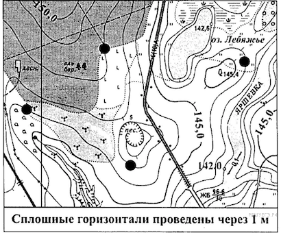 Утолщенные горизонтали на плане местности это